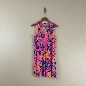 Lilly Pulitzer Essie Shift Dress Brilliant Blue Catch & Release Size Small